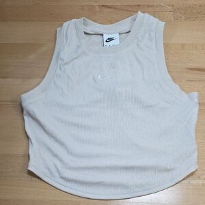 Nike White Ribbed Crop Tank Top